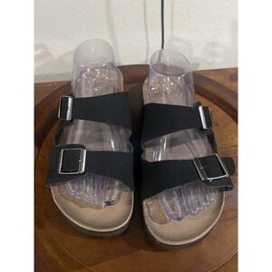 Womans Skechers Luxe Foam Strap Buckle Sandals Flipflop Shoes Slide Black Size 9